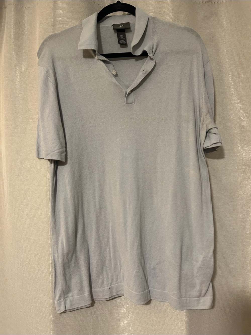H&M Men's Pale Blue Short-Sleeve Polo